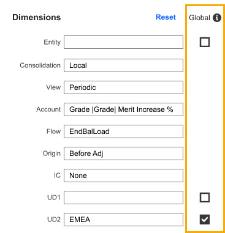 Global column with checkboxes to select or deselect